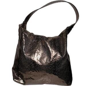 Fatte A Mano By Carlos Falchi Metallic Copper  Leather Snake Skin Shoulder Bag